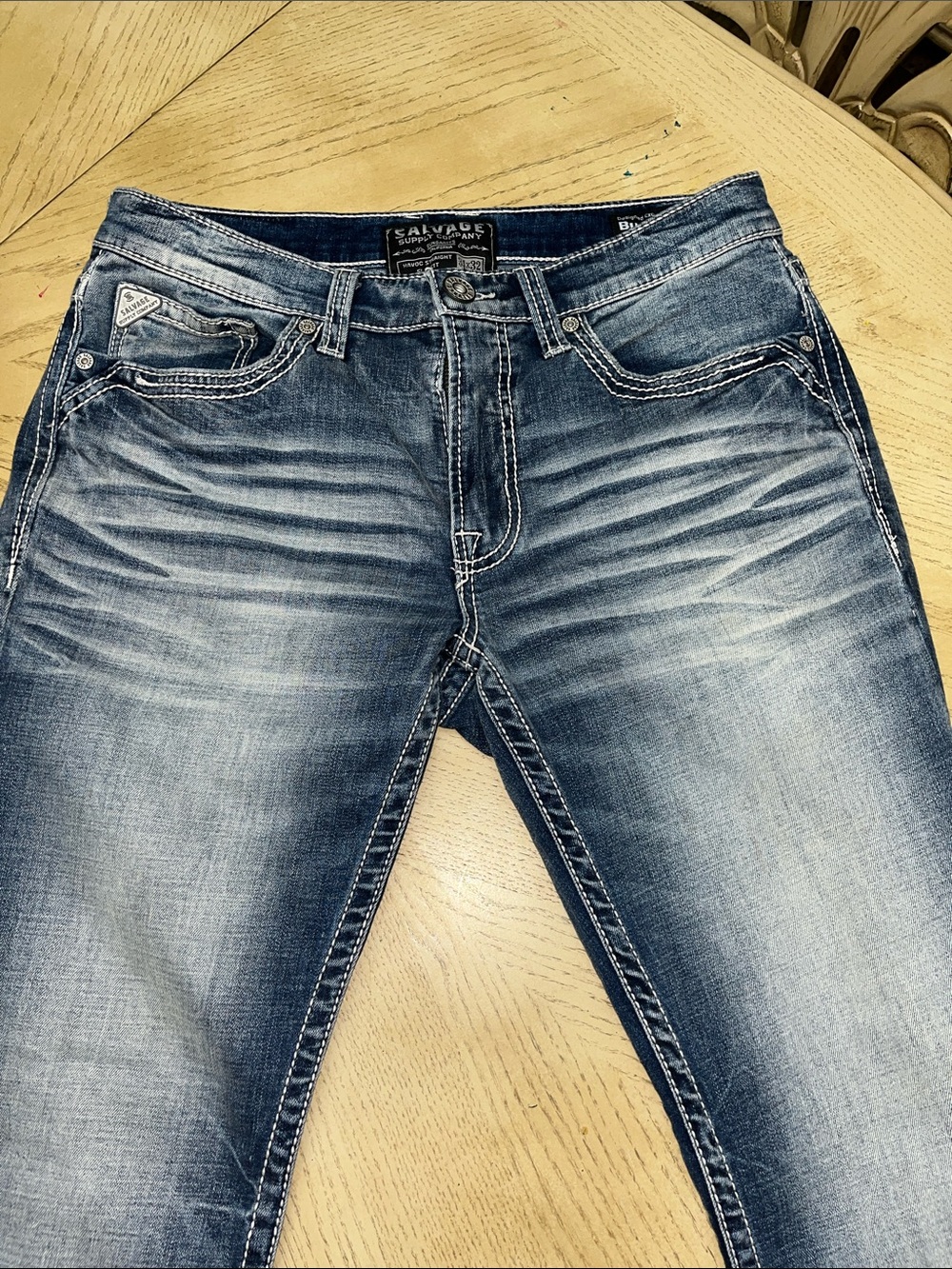 Buckle Dark Blue Denim Jeans
